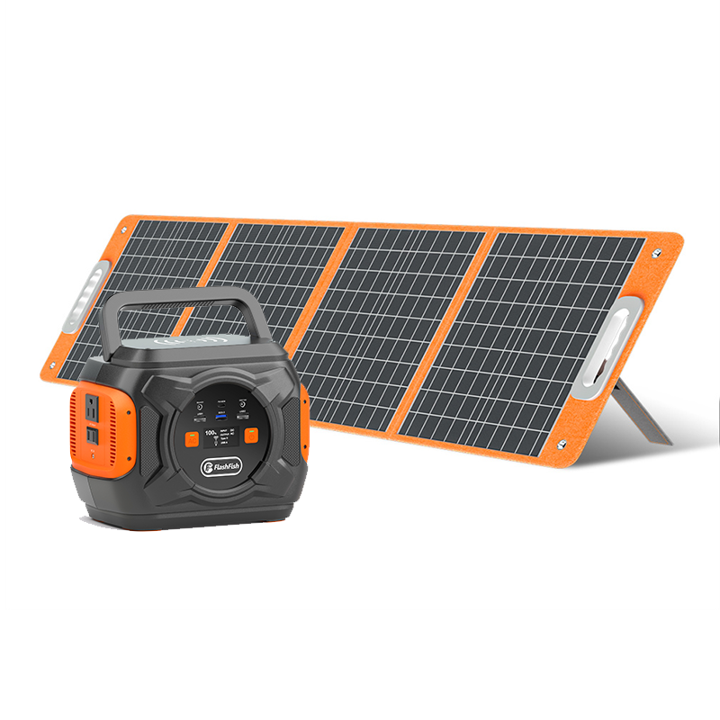 FlashFish A301 portable power station with solar panel
