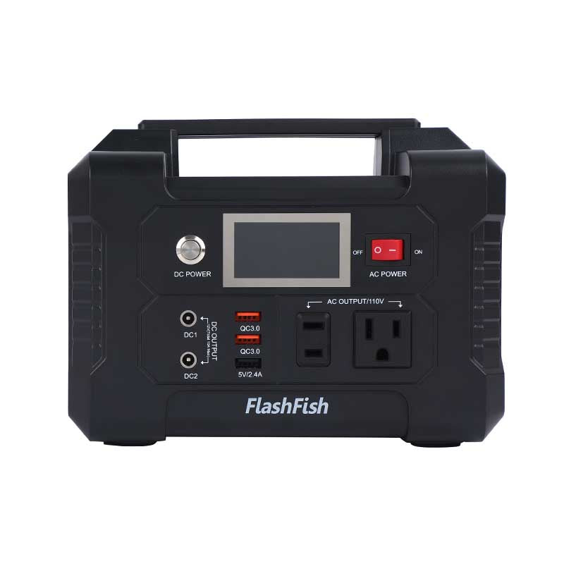 Front view of FlashFish E200 portable power station for camping